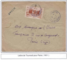 Cote D'Ivoire Ivory Coast Lettre Toumodi 1951 Cover Brief Carta - Covers & Documents