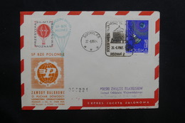 POLOGNE - Enveloppe Par Ballon En 1965, Affranchissement + Vignette Et Cachets Plaisants - L 36753 - Covers & Documents