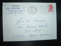 LETTRE TP LIBERTE 2,20 OBL.MEC.15-2 1988 ST NAZAIRE PPAL (44) HOTEL DE L'EUROPE - Otros & Sin Clasificación