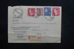 BELGIQUE - Enveloppe De L 'Ambassade Néerlandaise En Recommandé De Ixelles Pour Paris En 1953 - L 36805 - Storia Postale