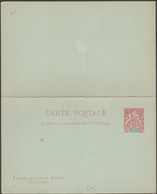 Madagascar 1900 Carte Avec Réponse Payée, 10 C + 10 C Rouge (048). Tirage 1000 Ex. Aminci, Mais Rare - Cartas & Documentos
