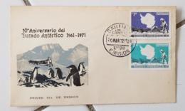 CHILI Theme Polaire. 10 Eme Aniversario Del Tratado Antartico 1961-1971. FDC Enveloppe 1 Er Jour - Antarktis-Expeditionen