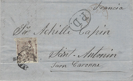 1873 - Lettre De BURGOS   Affr.   Y Et T N° 146 + P.D. Dans Un Ovale   Pour St Antonin   ( France ) - Storia Postale