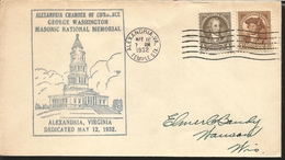 J) 1932 UNITED STATES, WASHINGTON MULTIPLE STAMPS, ALEXANDRIA CHAMBER OF COMERCE GEORGE WASHINGTON MASONIC NATIONAL MEMO - Altri & Non Classificati