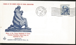 J) 1967 UNITED STATES, ISSUE AT THE GRAND LODGE OF PENNA DEDICATION, STATUTE OF BROTHER GEORGE WASHINGTON AT PRAYER FREE - Otros & Sin Clasificación