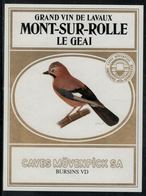 Etiquette De Vin // Mont-sur-Rolle, Le Geai, Oiseau - Plumes