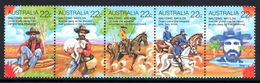 AUSTRALIA 1980 Folklore/Waltzing Matilda: Strip Of 5 Stamps UM/MNH - Nuevos