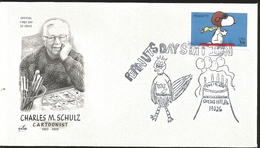 J) 2001 UNITED STATES, CHARLES M SCHULZ, CARTOONIST, PEANUTS DAY STATION, FDC - Other & Unclassified