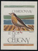 Etiquette De Vin // Chardonnay, Clos De Céligny, Oiseau - Feathers