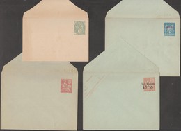 Port-Saïd 1900 à 1907. 4 Entiers Postaux, Enveloppes. Mouchon Retouché, Blanc (EN3, EN5, EN8 & EN10). Très Belle Qualité - Briefe U. Dokumente