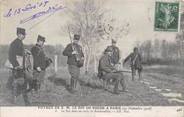 78-RAMBOUILLET- VOYAGE DE S.M. LE ROI DE SUEDE A PARIS, LE ROI DANS LES TIRES DE RAMBOUILLE-NOV 1908 - Rambouillet