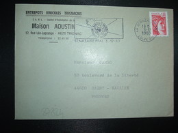 LETTRE TP SABINE 1,40 OBL.MEC.3-12 1980 44 ST NAZAIRE PPAL LOIREATL + MAISON AOUSTIN ENTREPOTS VINICOLES TRIGNACAIS - Altri & Non Classificati