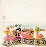 80726- TRAIN, CHIMNEY SWEEPER, PIG, LADY BUG, 13, CLOVER, MUSHROOMS, 2 PARTS FOLDED - Paddestoelen