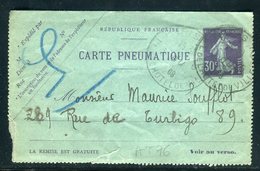 Carte Pneumatique De Paris En 1908 - Réf AT 76 - Pneumatic Post
