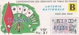 ¤¤  -  Billet De La Loterie Nationale De 1974   -  1/10   -  Confédération Des Débitants De Tabac De France   -  ¤¤ - Billetes De Lotería