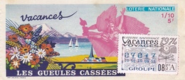 ¤¤  -  Billet De La Loterie Nationale De 1974   -  1/10   -  Les Gueules Cassées   -  ¤¤ - Billetes De Lotería