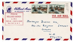 Ref 1311 - USA Maritime Cover - Holland Ammerica Line - 10c Rate New York To London UK - Marítimo