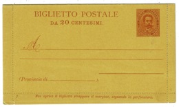 Ref 1311 - 1889 Italy Unused Mint Letter Card - Biglietto Postale Da 20 Centesimi - Stamped Stationery