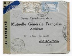 GUADELOUPE - 1945 - ENVELOPPE De BASSE TERRE Avec 3 SUPERBES CENSURES => CHATEAUROUX - Briefe U. Dokumente