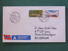 Norway 2014 Cover To Nicaragua - Geese Birds Cancel - Train - Lettres & Documents