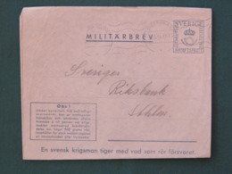 Sweden 1943 Military Army Cover Perhaps Sent From Germany - Militärmarken