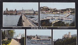 AK Koblenz Coblenz - Mehrbildkarte - Schiffbrücke Ehrenbreitstein Rheinanlagen Stolzenfels - 1914 (42751) - Koblenz