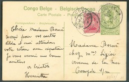 E.P. Carte Ill. 5c. Mols (verso Photo 21 KABINDA Corps De Garde Et La Prison) +tp Belge N°138 (10c.) Obl. Sc Belge De SC - Ganzsachen