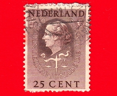 OLANDA - Nederland - Usato - 1951 - Tribunale Internazionale Di Giustizia - Regina Giuliana - 25 - Service