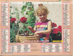 Calendrier Des Postes PTT 1989- Seine-Maritime: Fillette Et Caniche, Fillette Et Chaton, 2 Photos - Grossformat : 1981-90