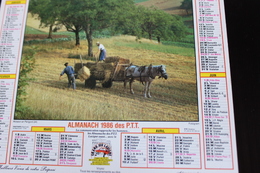 Calendrier Des Postes PTT 1986 Seine-Maritime: Moisson En Périgord Avec Cheval, Vendanges En Bourgogne, 2 Photos - Grossformat : 1981-90