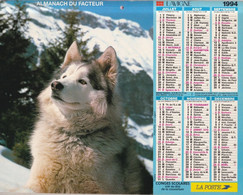 Calendrier Des Postes PTT 1994 SEINE-MARITIME, Golden-Retriever, Husky,  2 Photos Sur Carton Souple - Grand Format : 1991-00