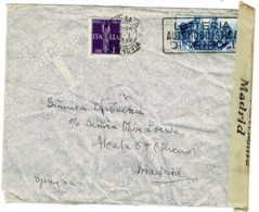 Ref 1312 - 1942 WWII - Italy Censored Cover L2.25 Rate Rome To Madrid Spain - Good Stamps - Other & Unclassified