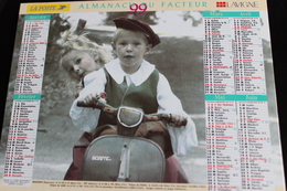 Calendrier Des Postes PTT 1999, SOMME: Photos Rétro De Sylvia Murray/ Bower, Scooter, 2 Photos Sur Carton Fort - Grand Format : 1991-00