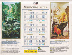 Calendrier Des Postes PTT 1999, SOMME: LES QUATRE ELEMENTS: Terre, Air, Eau, Feu, 4 Photos Sur Carton Souple - Grand Format : 1991-00