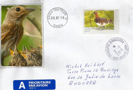 Oiseau Lagopède De Norvège, Sur Lettre Norvège 2019, Adressée Andorra,avec Timbre à Date Arrivée - Lettres & Documents