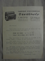 Ancien - Publicité Papier Fabrique D'Accordéons Cavagnolo Foire De Paris - Advertising