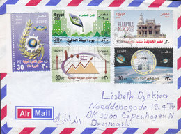 Egypt Egypte Air Mail Mult. Franked UPU Director General (Ret.) HELIOPOLIS Cairo 2005? Cover Brief COPENHAGEN Denmark - Lettres & Documents