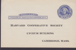 United States Postal Stationery Ganzsache Martha Washington PRIVATE Print HARVARD COOPERATIVE SOCIETY Cambridge Mass. - Altri & Non Classificati