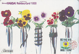 Carte Prépayée Japon - FLEUR - PENSEE Sur TIMBRE Série 12/16 - FLOWER On STAMP Japan Rainbow Card - 131 - Postzegels & Munten