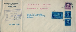 1932 CUBA  . SOBRE CERTIFICADO , LA HABANA - BERGEDORF , AL DORSO TRÁNSITOS DE NUEVA YORK , MIAMI , HAMBURGO , LLEGADA - Lettres & Documents