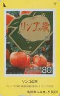 Carte Prépayée Japon - POMME Sur TIMBRE - FRUITS - Fruit STAMP On Japan Fumi Card - Apfel Obst Auf BRIEFMARKE - 139 - Postzegels & Munten