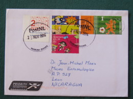 Netherlands 2014 Cover To Nicaragua - Comics Girls Lion Football Soccer - Cartas & Documentos