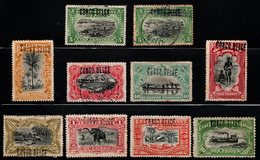 S036-BELGIUM CONGO- 1908 - SC#:31//40 - MH/USED -"CONGO BELGE" HANDSTAMPED OVERPRINTED - Unused Stamps