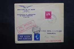 BELGIQUE - Enveloppe Par Vol Spécial Namur / Amsterdam En 1947, Affranchissement Plaisant - L 37156 - Storia Postale