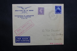 BELGIQUE - Enveloppe Par Vol Spécial Namur / Londres En 1947, Affranchissement Plaisant - L 37157 - Storia Postale