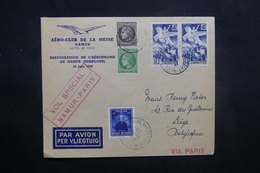 BELGIQUE - Enveloppe Par Vol Spécial Namur / Paris En 1947, Affranchissement Plaisant - L 37161 - Storia Postale