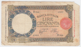 Italy 50 Lire 1940 VG Banknote Pick 54b 54 B - 50 Lire