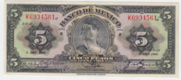Delcampe - Mexico 5 Pesos 1943 XF+ - AUNC Pick 34f - Messico