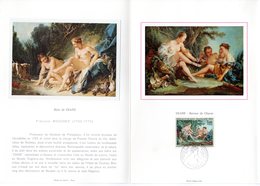 " DIANE AU RETOUR DE LA CHASSE De BOUCHER " Sur Encart 1er Jour 4 Pages N°té Sur Soie De 1970. N° YT 1652. FDC - Nus