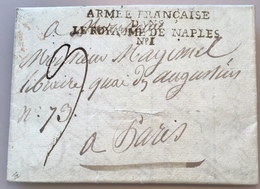 Au Verso Cachet RRR + „ARMÉE FRANÇAISE DANS LE ROYAUME DE NAPLES Nr1“ Lettre Barletta 1805 (Napoli Cover Lettera - Bolli Militari (ante 1900)